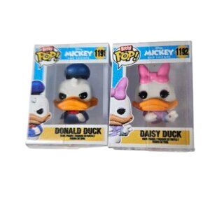 Bitty Pop Donald Duck #1191 and Daisy Duck #1192 Vinyl Figures Set of 2 Disney